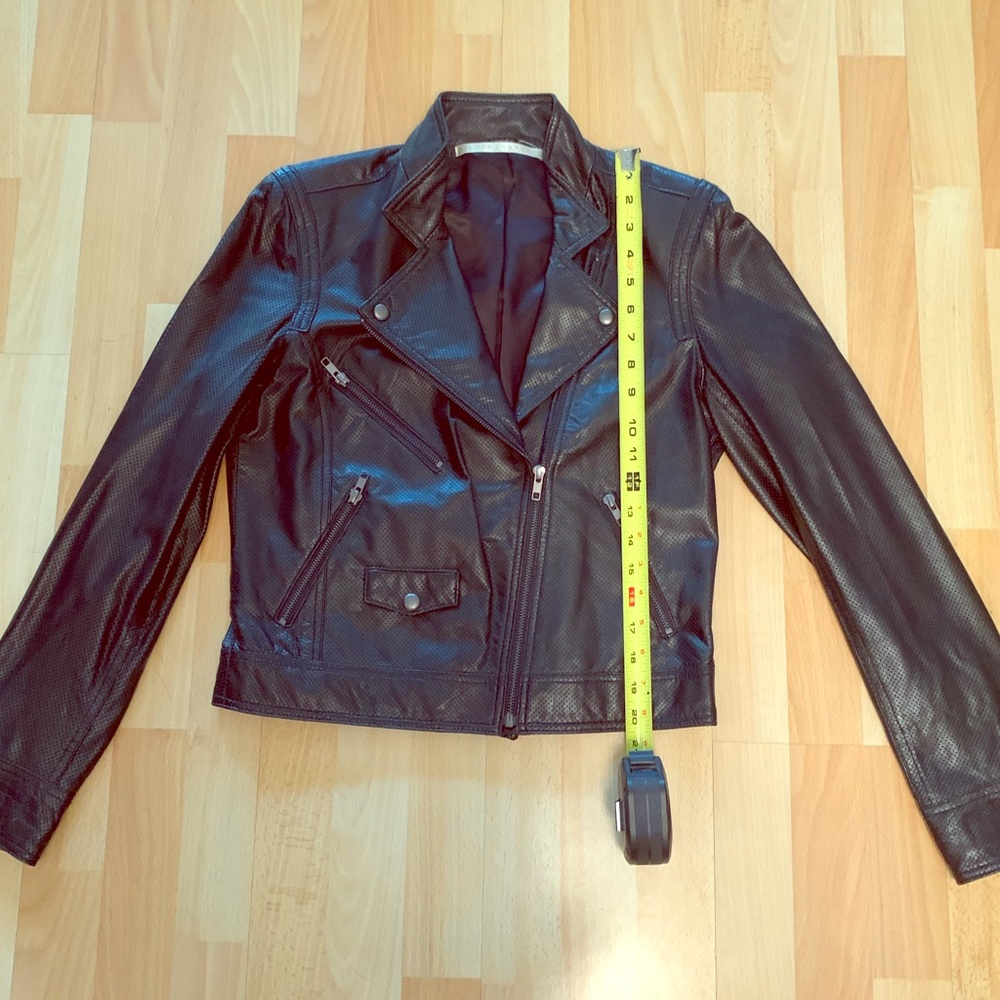 Black Perforated Leather Moto Jacket Medium
